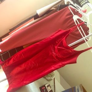 Red satin dress